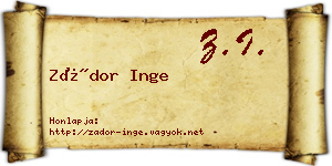 Zádor Inge névjegykártya